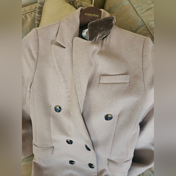 Mango Beige Double-Breasted 51% Wool Coat - Picture 14 of 16
